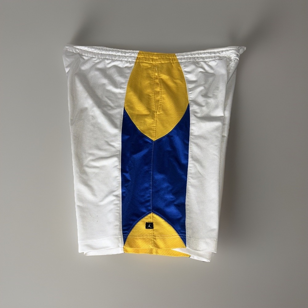 Nike Air Jordan Basketball Shorts Mens XL White Blue Yellow Athletic Performance